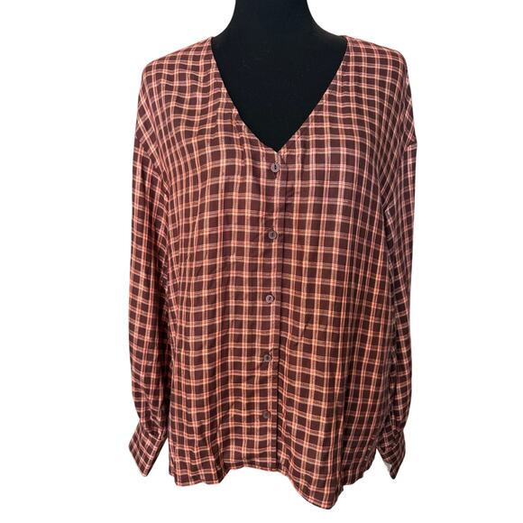 New ~ TREASURE & BOND NORDSTROM ~ Women's Multicolor Plaid Button-Up Shirt Sz M - Picture 1 of 6